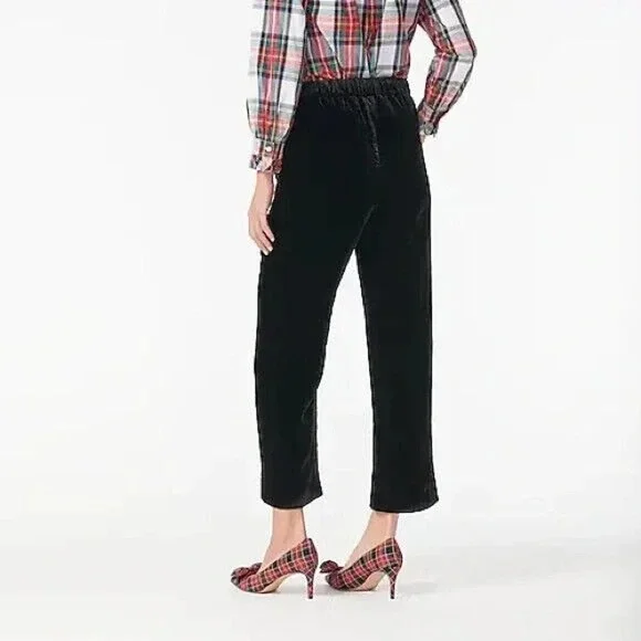 J. Crew Velvet Peyton Pull-On Pants Black Stretch Womens Size 14T 14 Tall H14624 - Picture 7 of 11